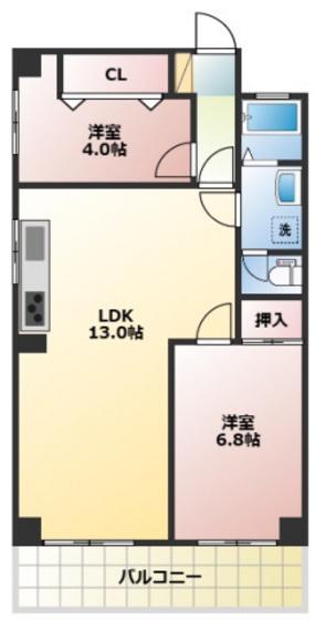 パークヒルズ奥田(2LDK/3階)の間取り写真