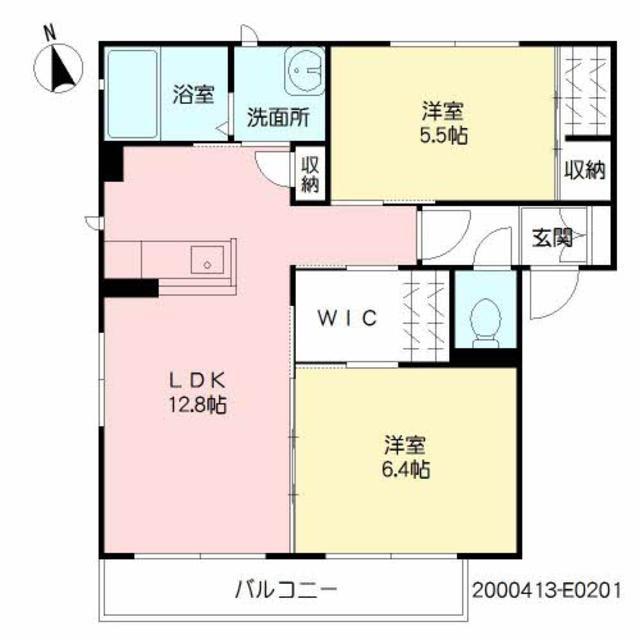 トップスターコート宮崎 E棟(2LDK/2階)の間取り写真
