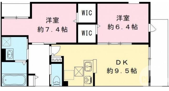 CONFORT YAMATO(2LDK/2階)の間取り写真