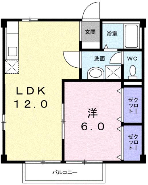 カーサクアトロ(1LDK/2階)の間取り写真