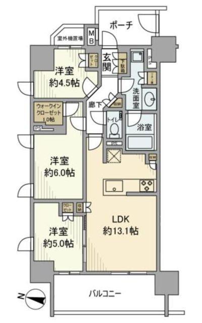 グローリオ武蔵関(3LDK/12階)の間取り写真
