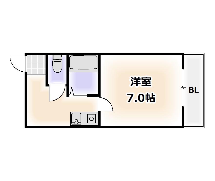 ラパンジール大国5(1K/4階)の間取り写真