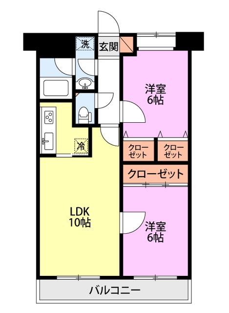 フィール白山公園(2LDK/9階)の間取り写真