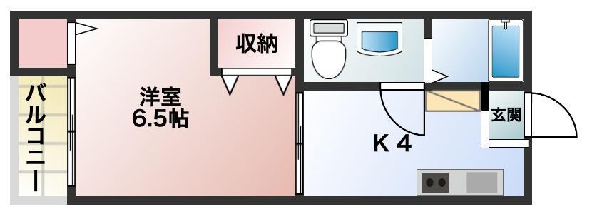 レイクサイドI(1K/2階)の間取り写真