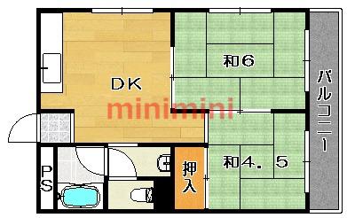 佐藤第3マンション(2DK/2階)の間取り写真