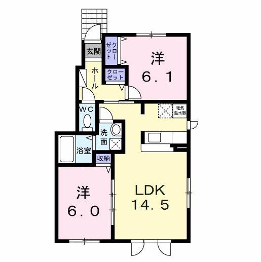 ベルブランI(2LDK/1階)の間取り写真