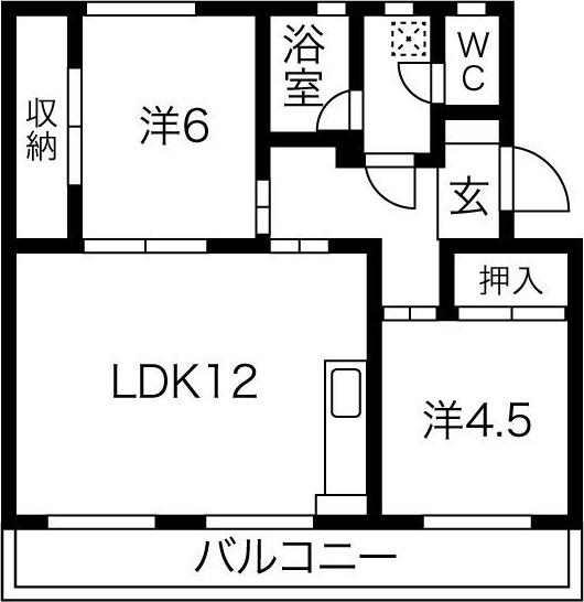 セントポーリア蜆塚(2LDK/3階)の間取り写真