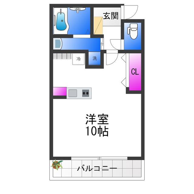 エアルレジデンスII(ワンルーム/2階)の間取り写真