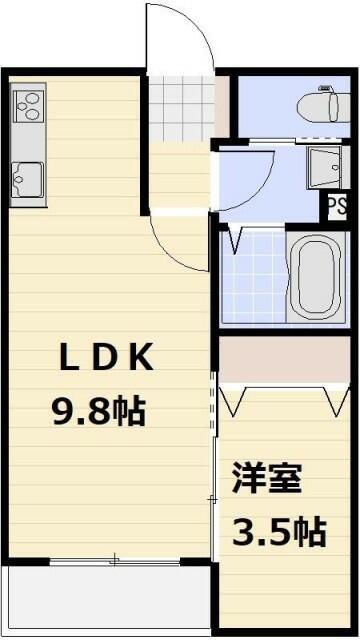 ヴェルデ・ヴェント(1LDK/1階)の間取り写真