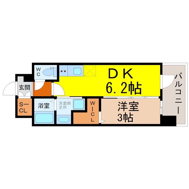 エステムコート名古屋セントリア(1DK/11階)の間取り写真