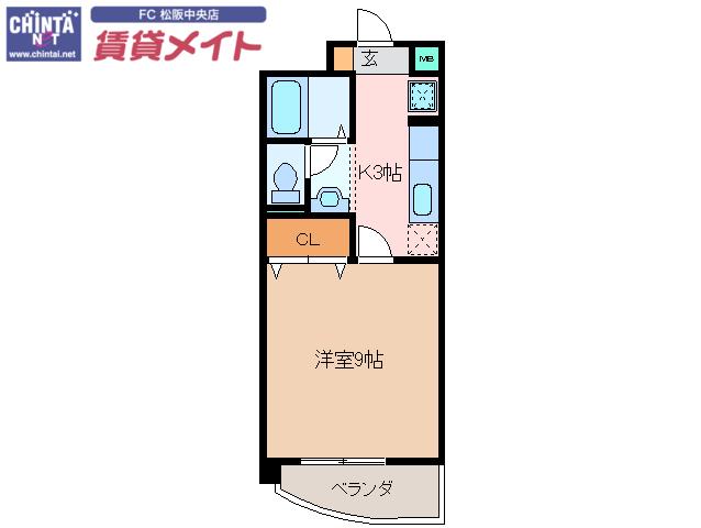 パレドールKONISHI(1K/5階)の間取り写真