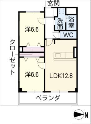 マーレ荘 菰野(2LDK/2階)の間取り写真