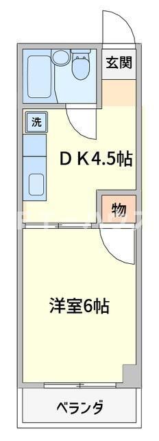 グランドール川秋(1DK/2階)の間取り写真