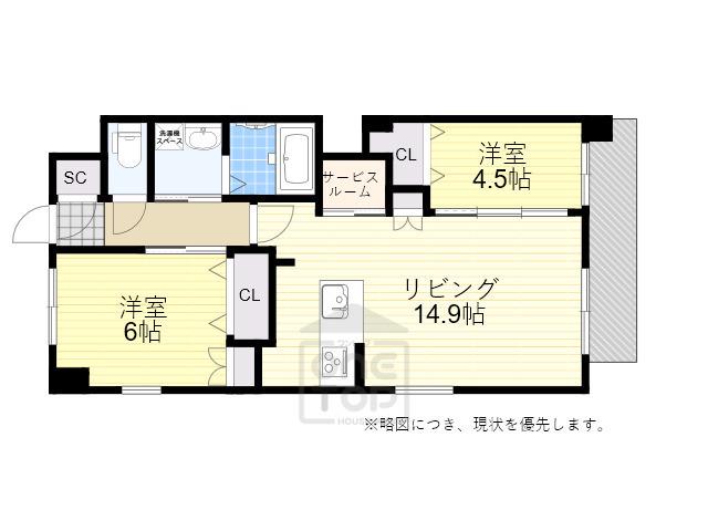ブリエヴェール北桜塚(2LDK/2階)の間取り写真