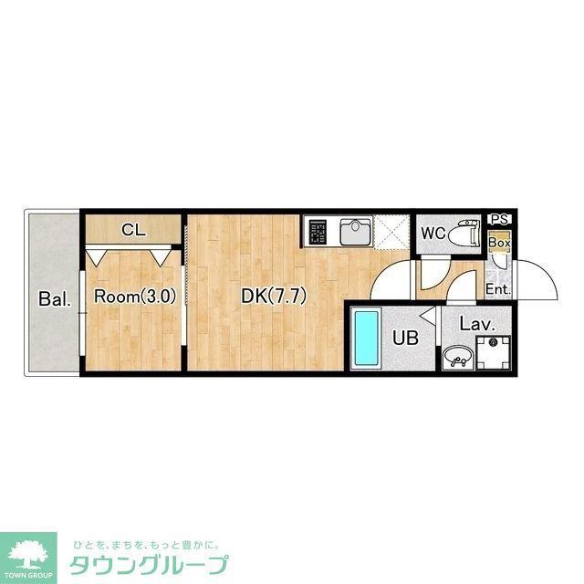 ジーメゾン川越新宿町(1LDK/1階)の間取り写真