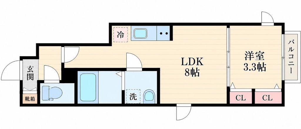 宮町4丁目APA棟(1LDK/1階)の間取り写真