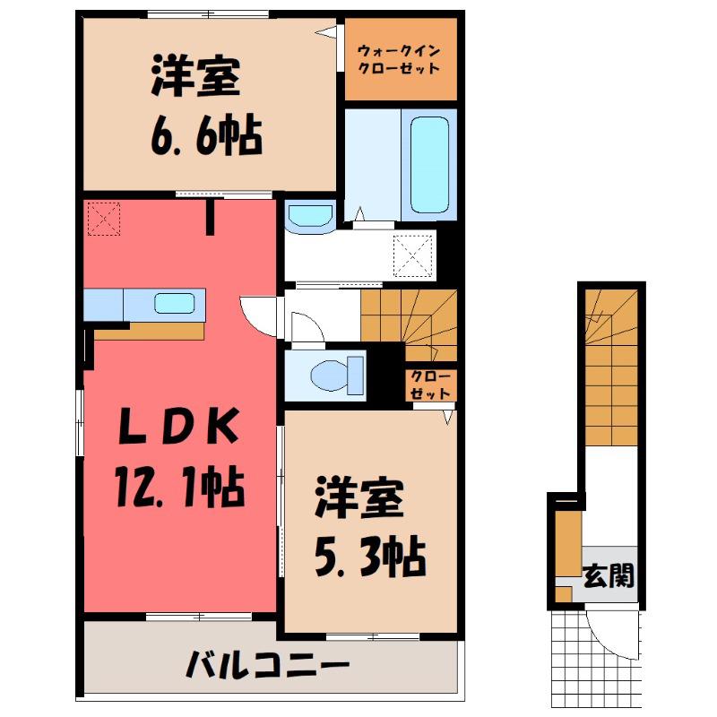 ロイヤルハイツV(2LDK/2階)の間取り写真