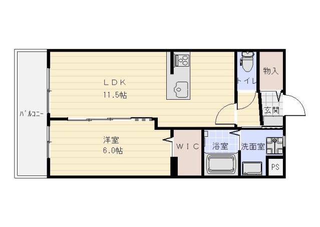 プレージョ元魚(1LDK/3階)の間取り写真