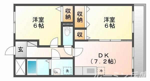 シティコーラル(2DK/4階)の間取り写真