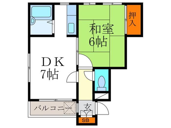 木下ビル(1DK/2階)の間取り写真