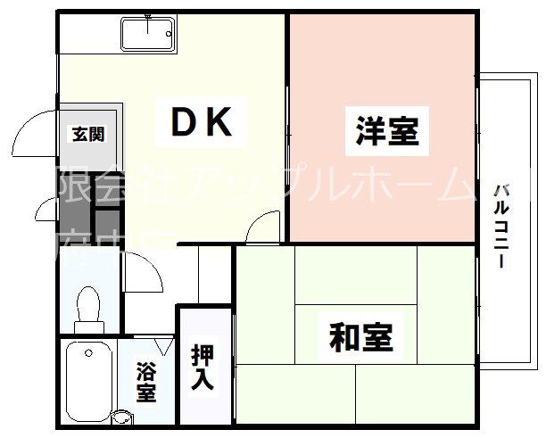 モアクレスト井ノ口(2DK/3階)の間取り写真