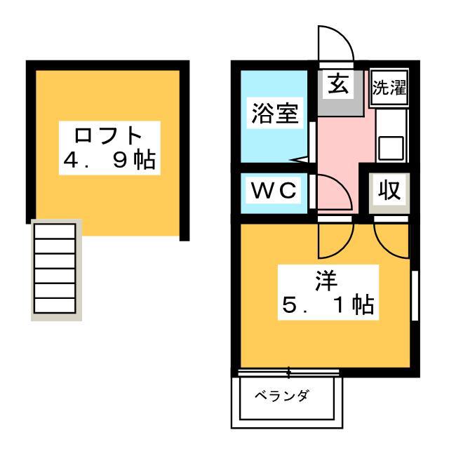 シェルブルー(1K/2階)の間取り写真