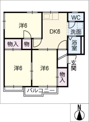 タウンスギモト(3DK/1階)の間取り写真