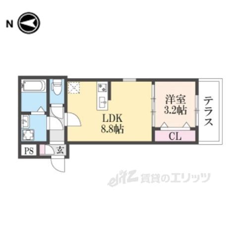 ジーメゾン山科ヴェリタ(1LDK/3階)の間取り写真
