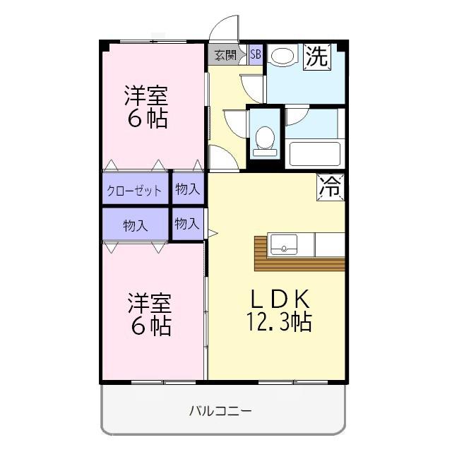 ドルチェ(2LDK/2階)の間取り写真