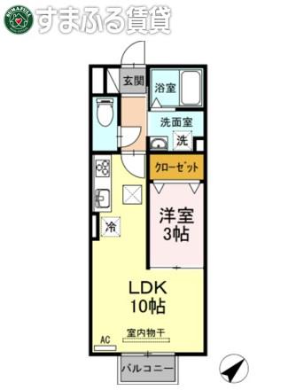 セジュール福地(1LDK/2階)の間取り写真