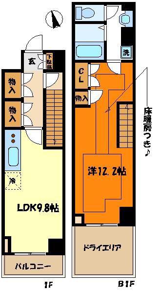 ステージグランデ宮崎台(1LDK/B1階)の間取り写真