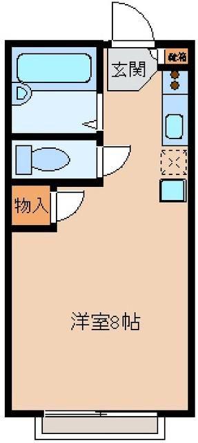むさし野ハイツB(ワンルーム/2階)の間取り写真