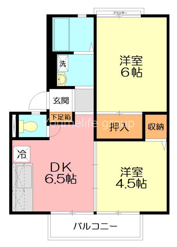 フェアモント北鎌倉(2DK/1階)の間取り写真