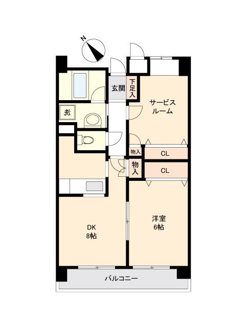 カールトンプラザ川崎(1SDK/8階)の間取り写真