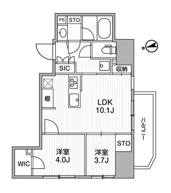 ディームス上野(2LDK/5階)の間取り写真