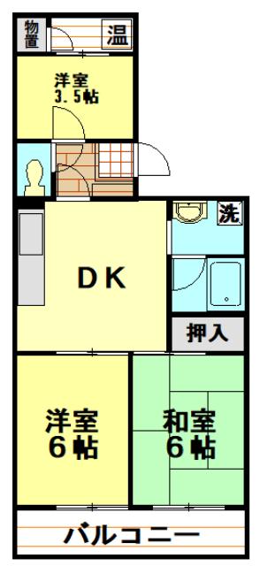 ウィステリア801(3DK/1階)の間取り写真