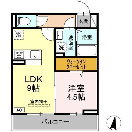 ラピスラズリ(1LDK/1階)の間取り写真
