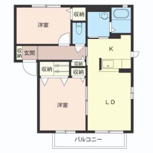 シェソワ.N(2LDK/2階)の間取り写真