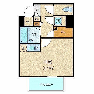 エルフラット新富町(ワンルーム/1階)の間取り写真