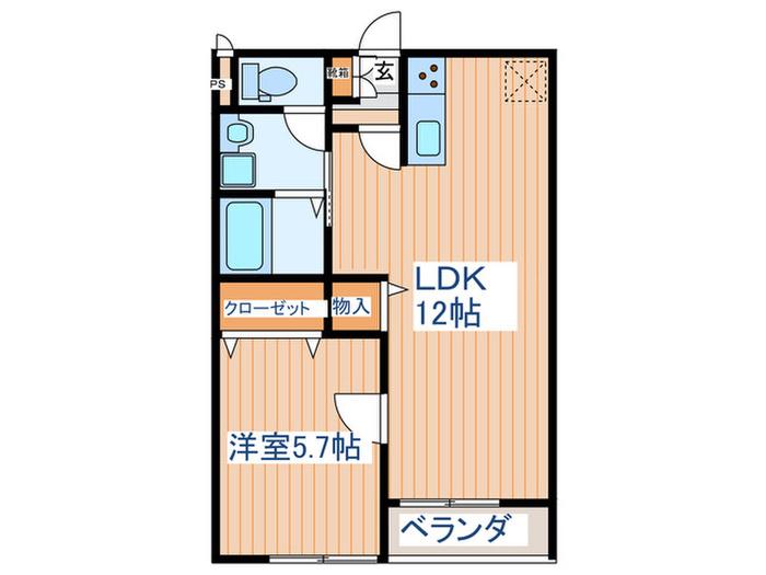 PERLA銀杏町(1LDK/3階)の間取り写真