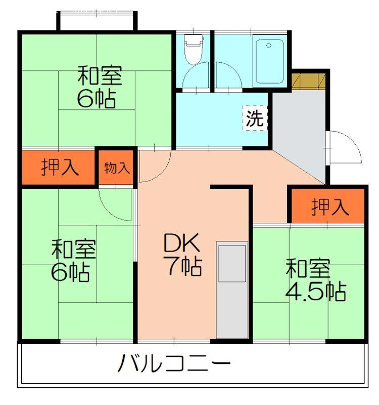 毎日興産ビル(3DK/4階)の間取り写真