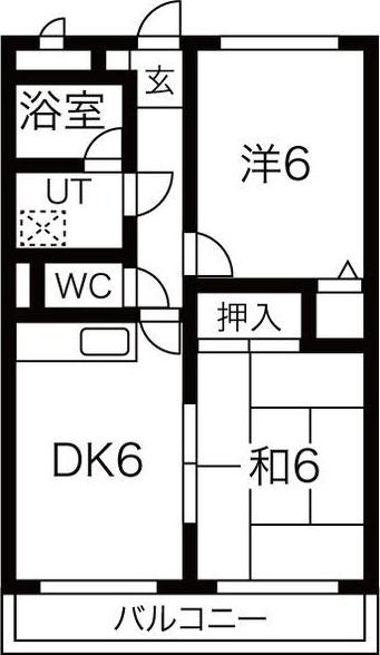 M.ヒューゲル(2DK/1階)の間取り写真