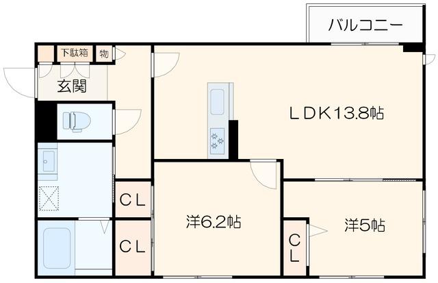 リュミエール(2LDK/3階)の間取り写真