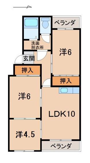 ルネみなと(3LDK/1階)の間取り写真
