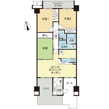 サーパス昭和町(3LDK/1階)の間取り写真