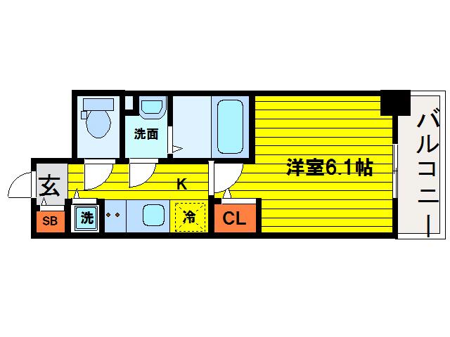 メインステージ大阪 ノースマーク(1K/7階)の間取り写真