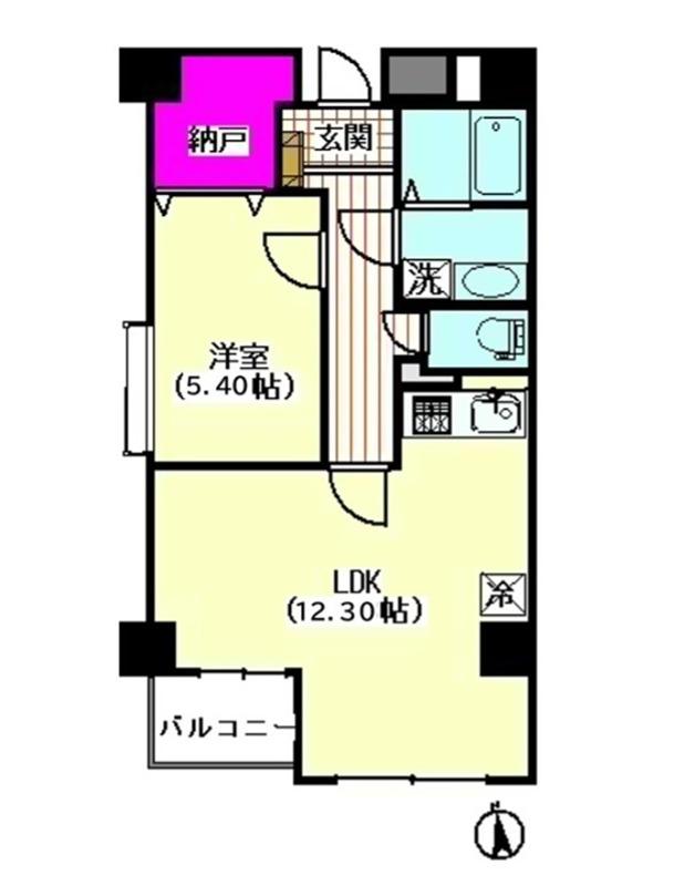 ホワイトキューブ(1LDK/4階)の間取り写真