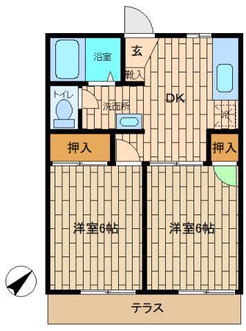 観音台ハイツ(2DK/1階)の間取り写真