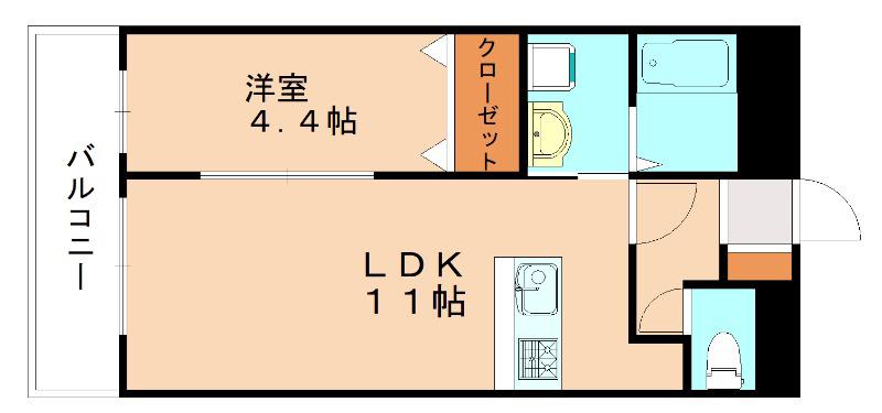 ZENS清水(1LDK/3階)の間取り写真