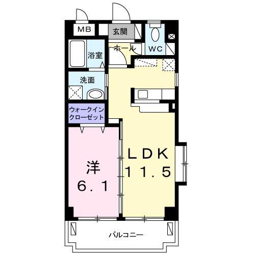 プリムローズ(1LDK/3階)の間取り写真